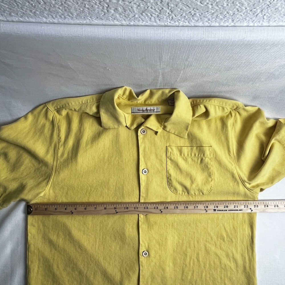 Tommy Bahama Camp Shirt Mens M Yellow 100% Silk Short Sleeve Original Fit - Picture 7 of 10
